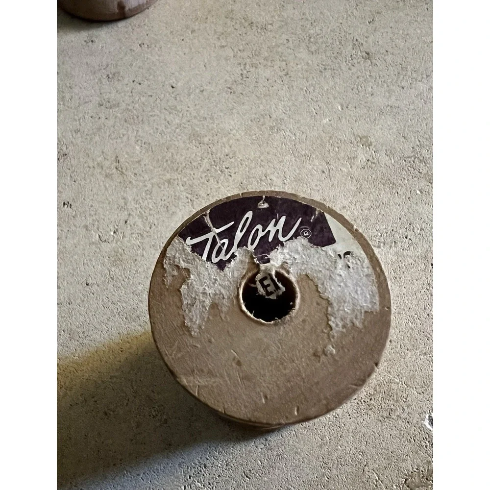 VINTAGE LOT OF 4 EMPTY WOODEN SPOOLS PARTIAL LABELS